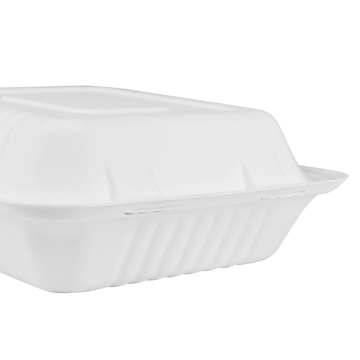 Karat Earth 3 Compartments, 8''x8'' Molded Fiber Hinged Containers, PFAS Free, White - 200 pcs