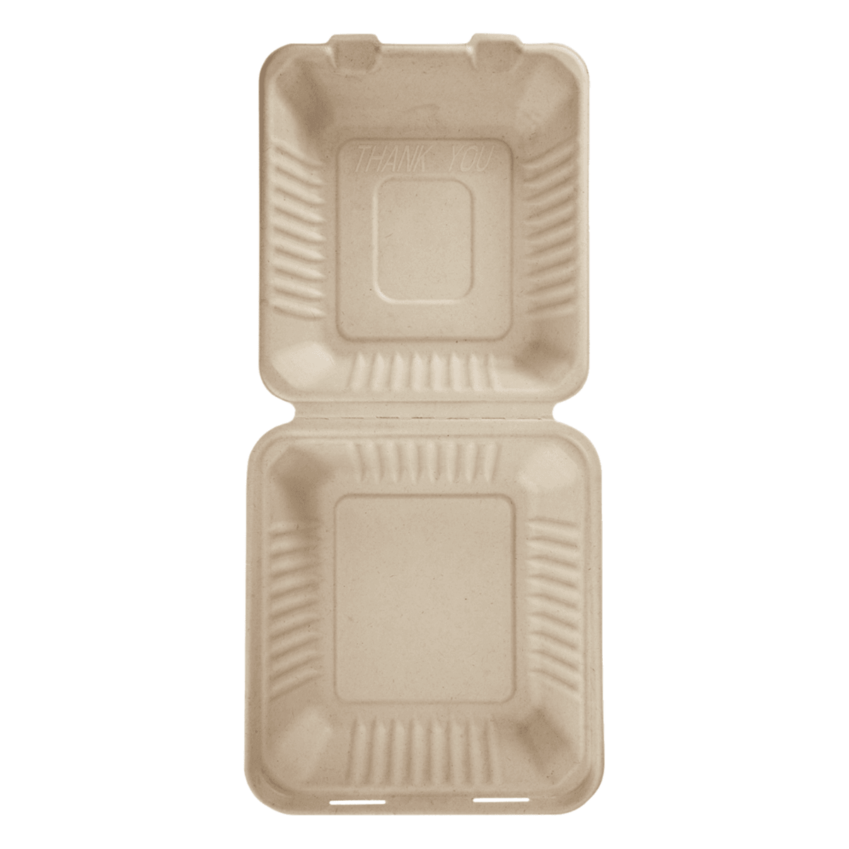 Karat Earth 8''x8'' Molded Fiber Hinged Containers, PFAS Free, Natural - 200 pcs