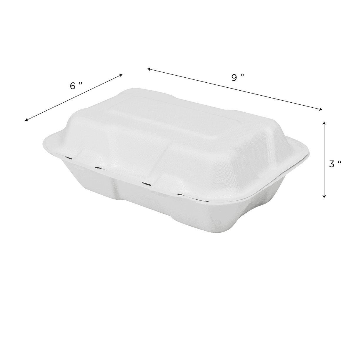 Karat Earth 9''x6'' Molded Fiber Hinged Containers, PFAS Free, White - 200 pcs