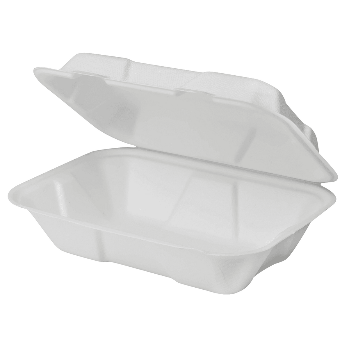 Karat Earth 9''x6'' Molded Fiber Hinged Containers, PFAS Free, White - 200 pcs