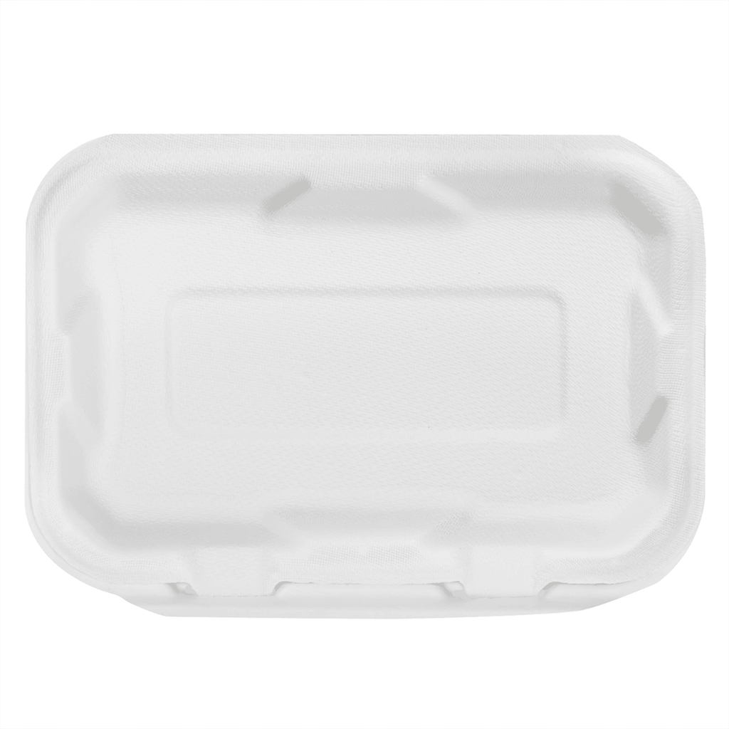 Karat Earth 9''x6'' Molded Fiber Hinged Containers, PFAS Free, White - 200 pcs