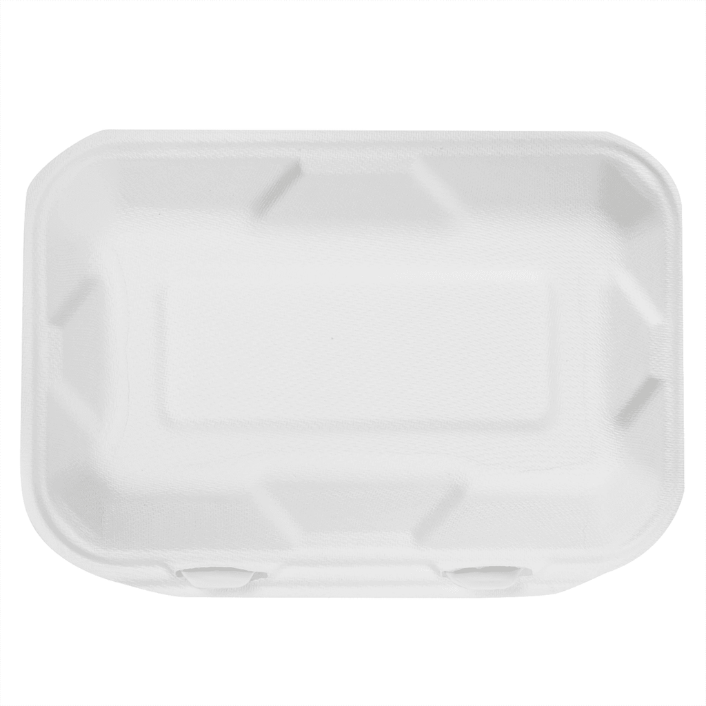 Karat Earth 9''x6'' Molded Fiber Hinged Containers, PFAS Free, White - 200 pcs