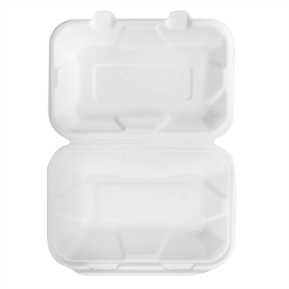 Karat Earth 9''x6'' Molded Fiber Hinged Containers, PFAS Free, White - 200 pcs