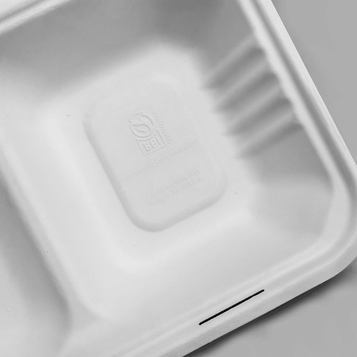 Karat Earth 2 Compartments, 9''x6'' Molded Fiber Hinged Containers, PFAS Free, White - 200 pc