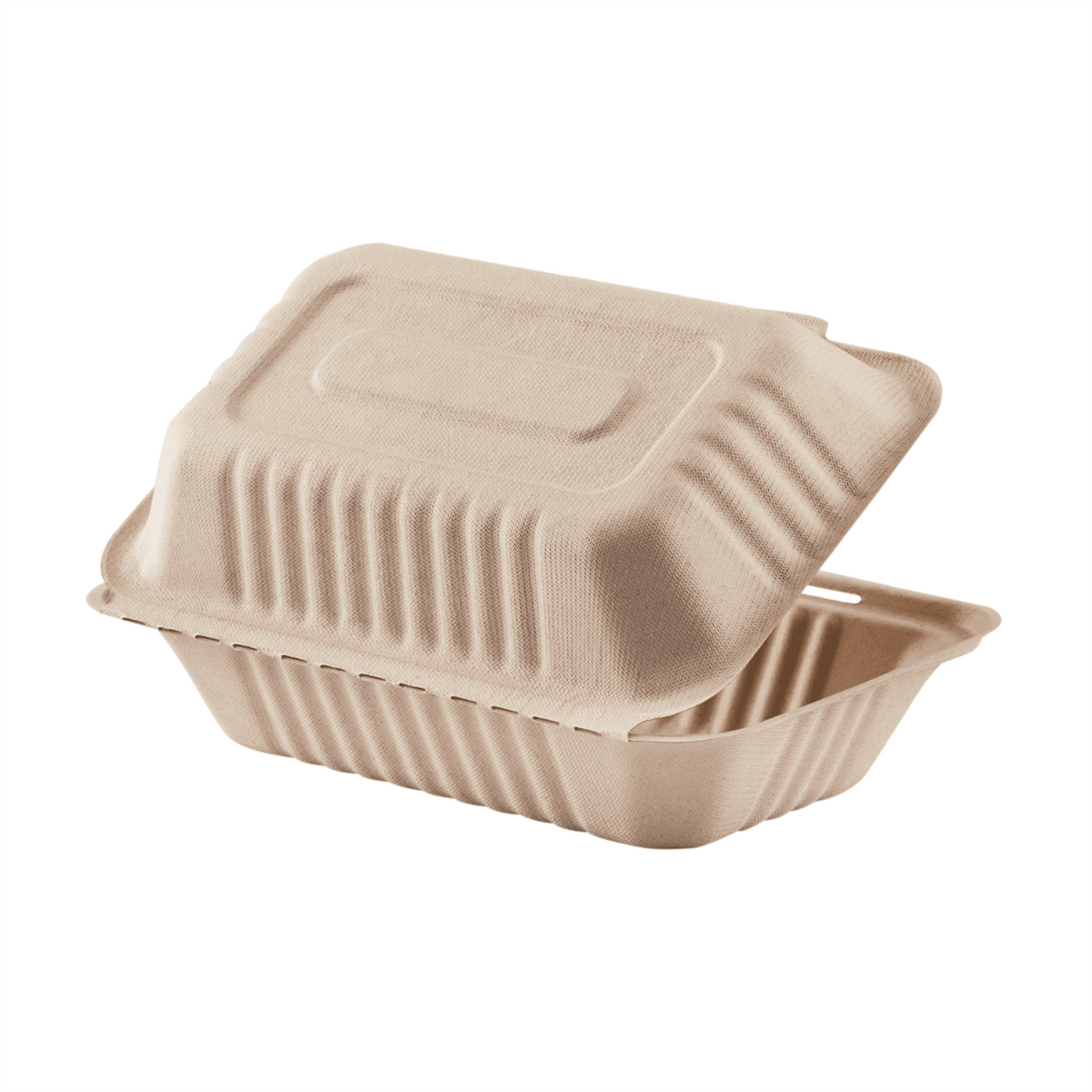 Karat Earth 9''x6'' Molded Fiber Hinged Containers, PFAS Free, Natural - 200 pcs