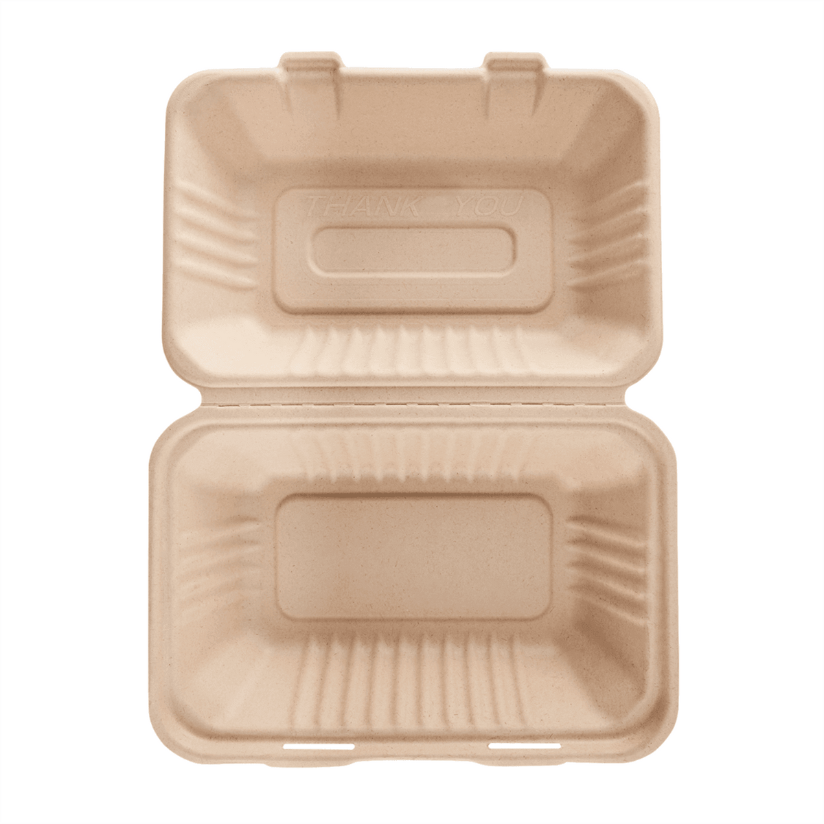 Karat Earth 9''x6'' Molded Fiber Hinged Containers, PFAS Free, Natural - 200 pcs