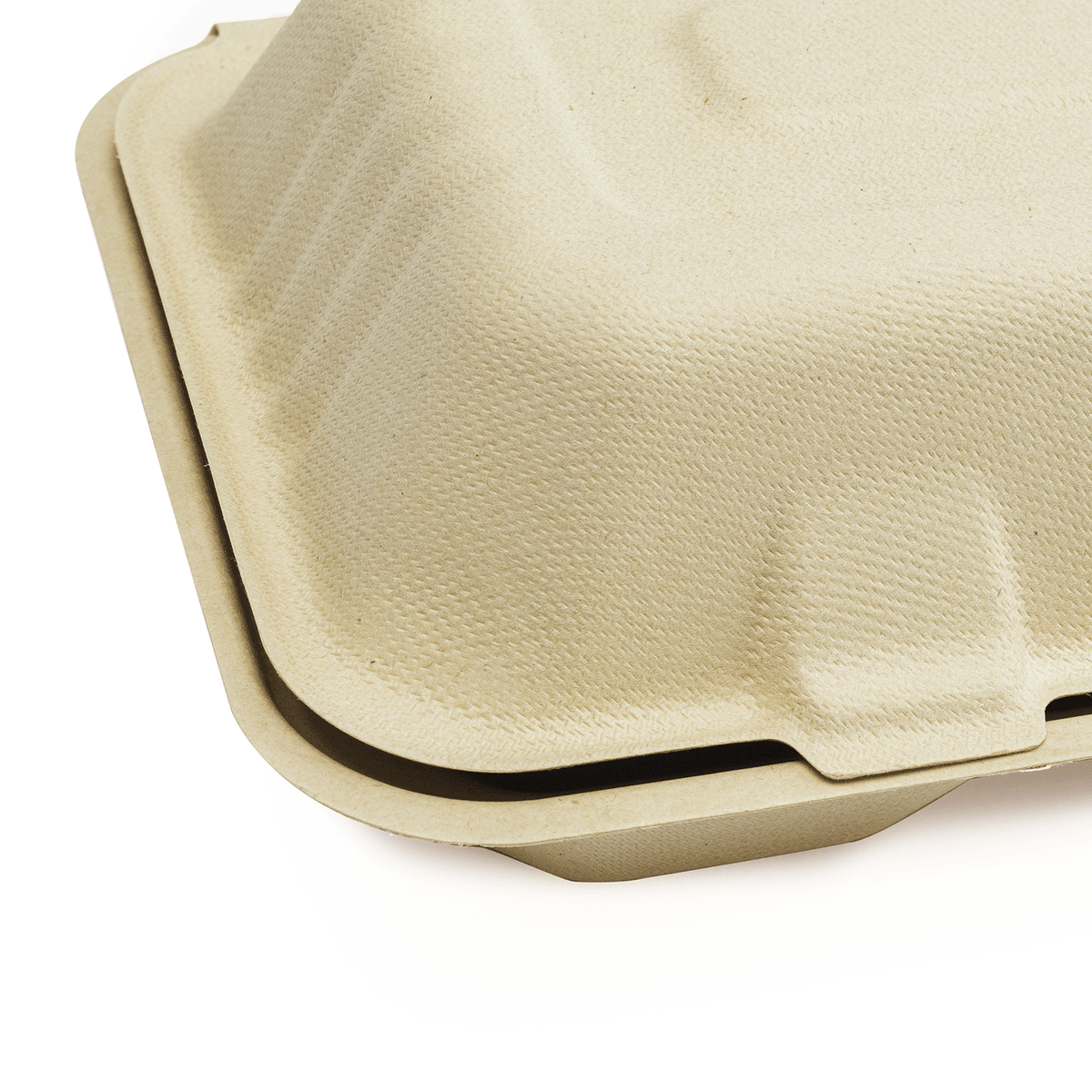 Karat Earth 2 Compartments, 9''x6'' Molded Fiber Hinged Containers, PFAS Free, Natural - 200 pc