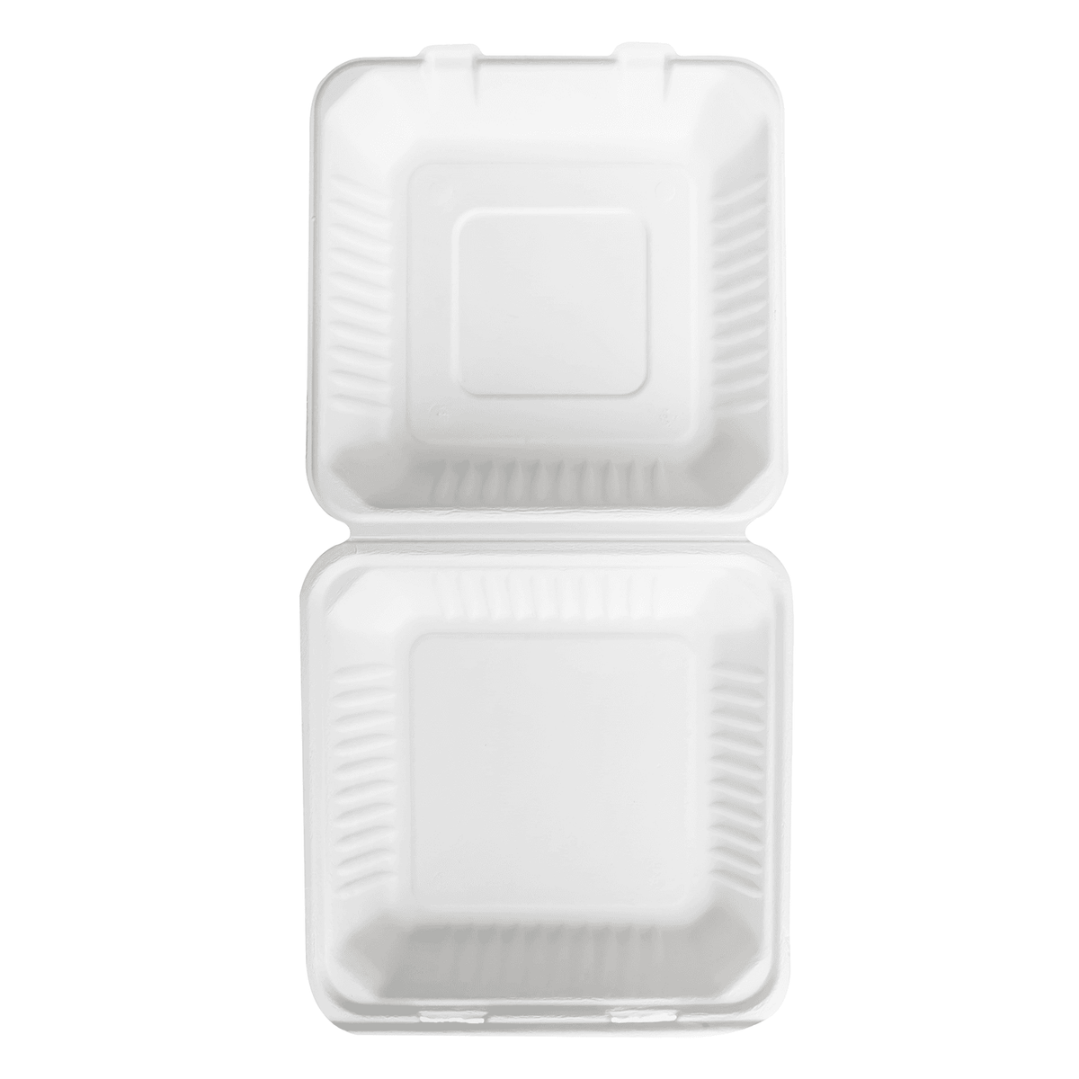 Karat Earth 9''x9'' Molded Fiber Hinged Containers, PFAS Free, White - 200 pcs