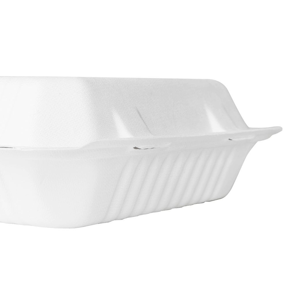 Karat Earth 9''x9'' Molded Fiber Hinged Containers, PFAS Free, White - 200 pcs