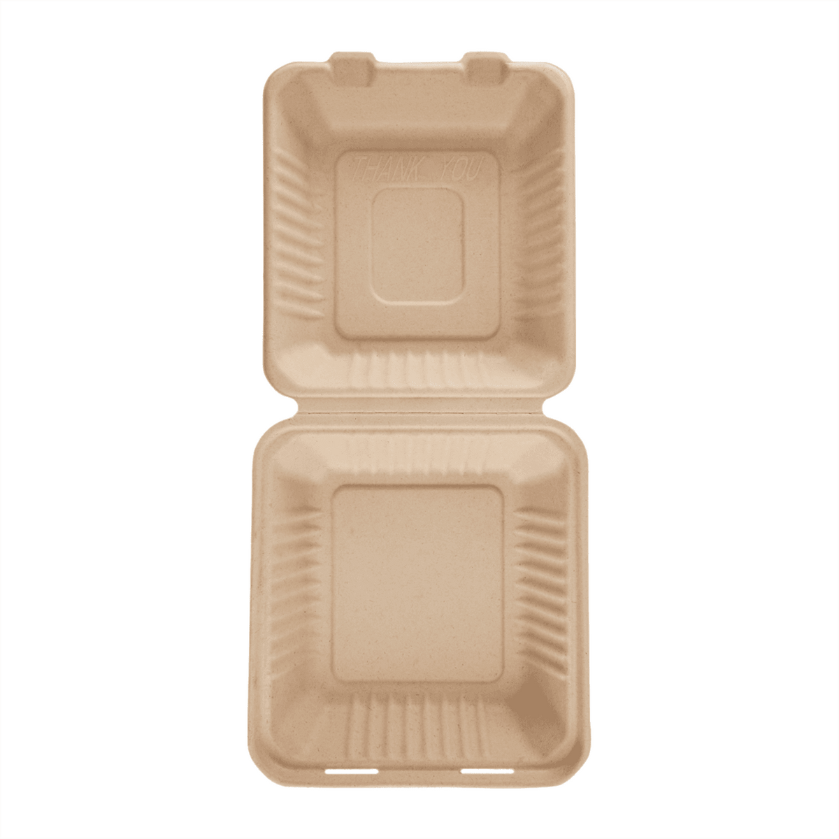 Karat Earth 9''x9'' Molded Fiber Hinged Containers, PFAS Free, Natural - 200 pcs