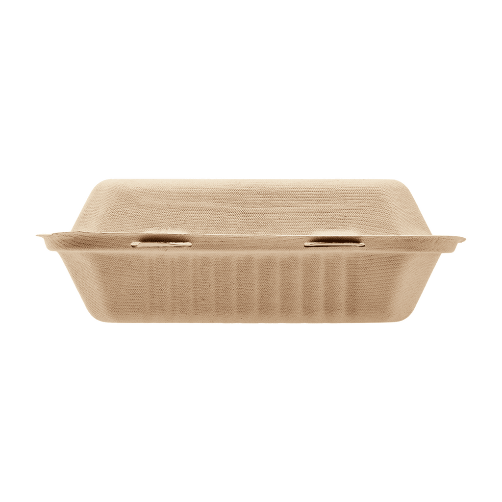 Karat Earth 3 Compartments, 9''x9'' Molded Fiber Hinged Containers, PFAS Free, Natural - 200 pcs