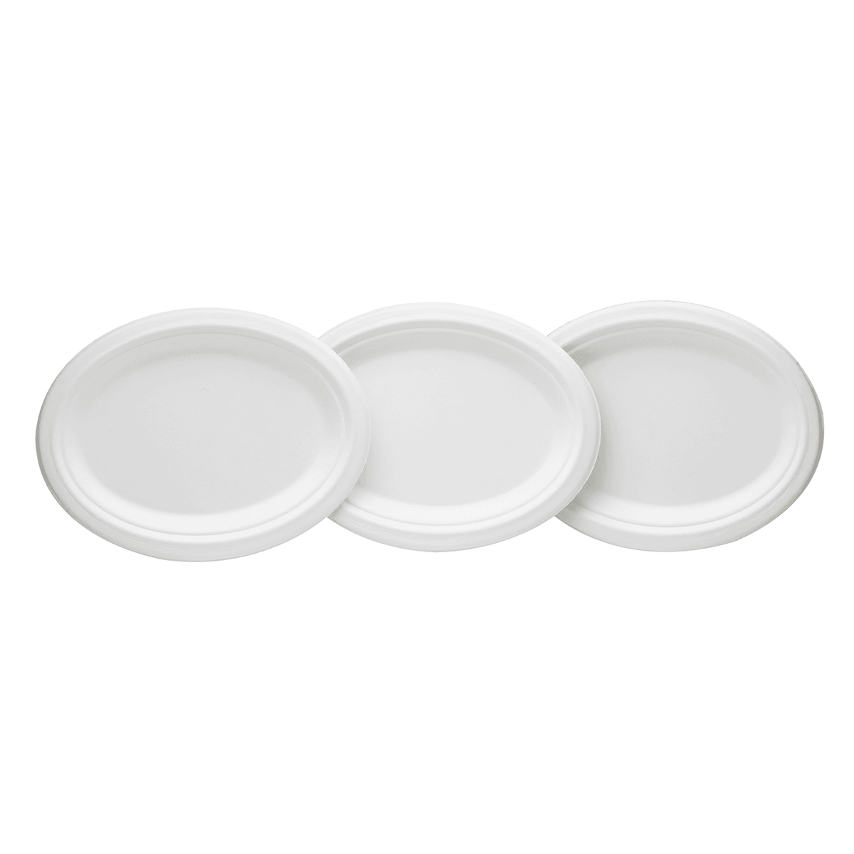 Karat Earth 10''x8'' Molded Fiber Oval Plates, PFAS Free, White - 500 pcs