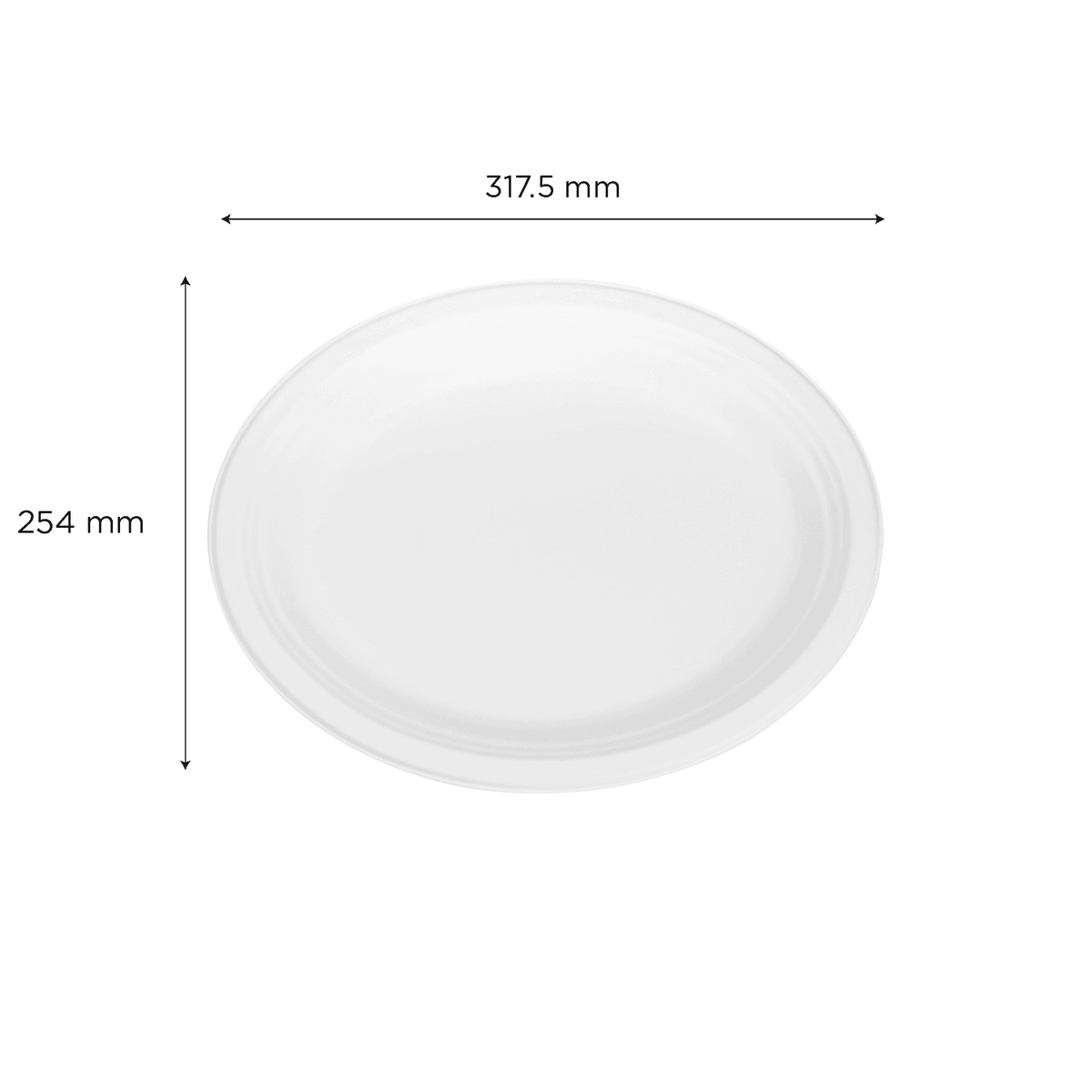 Karat Earth 12.5''x10'' Molded Fiber Oval Plates, PFAS Free, White - 500 pcs