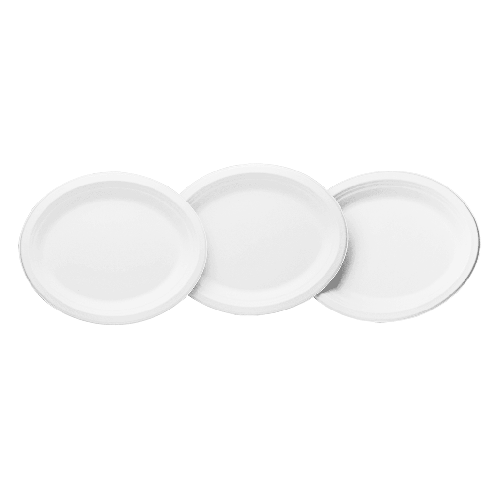 Karat Earth 12.5''x10'' Molded Fiber Oval Plates, PFAS Free, White - 500 pcs