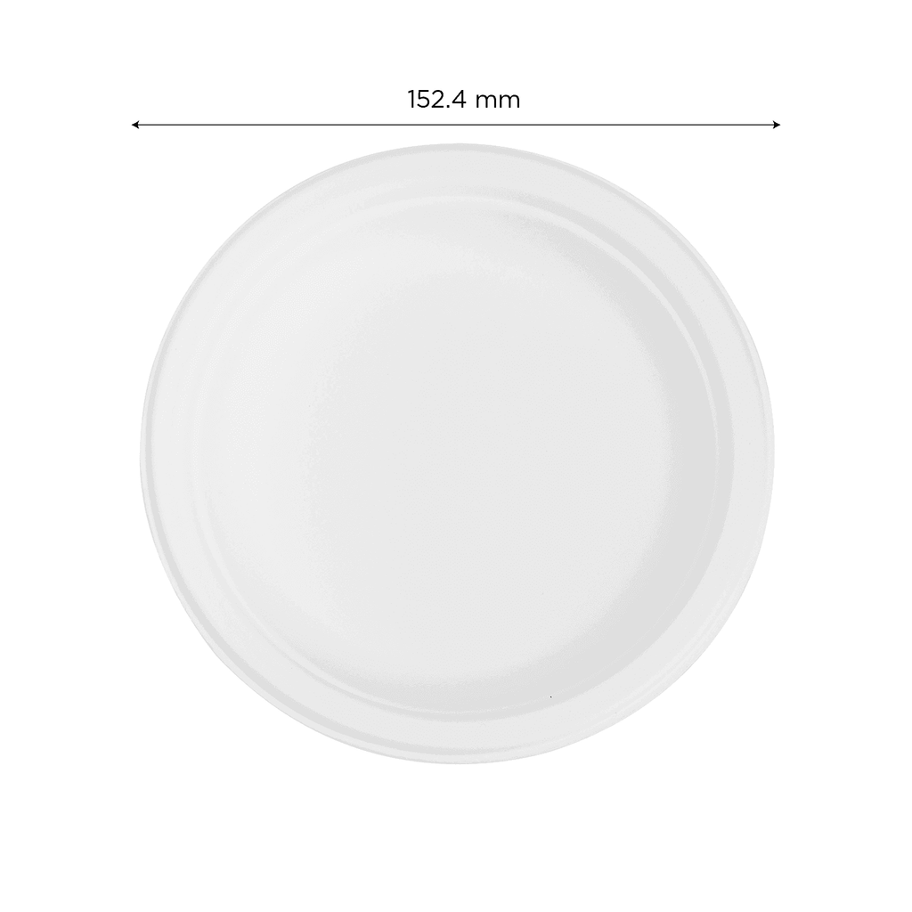 Karat Earth 6'' Molded Fiber Round Plates, PFAS Free, White - 1,000 pcs
