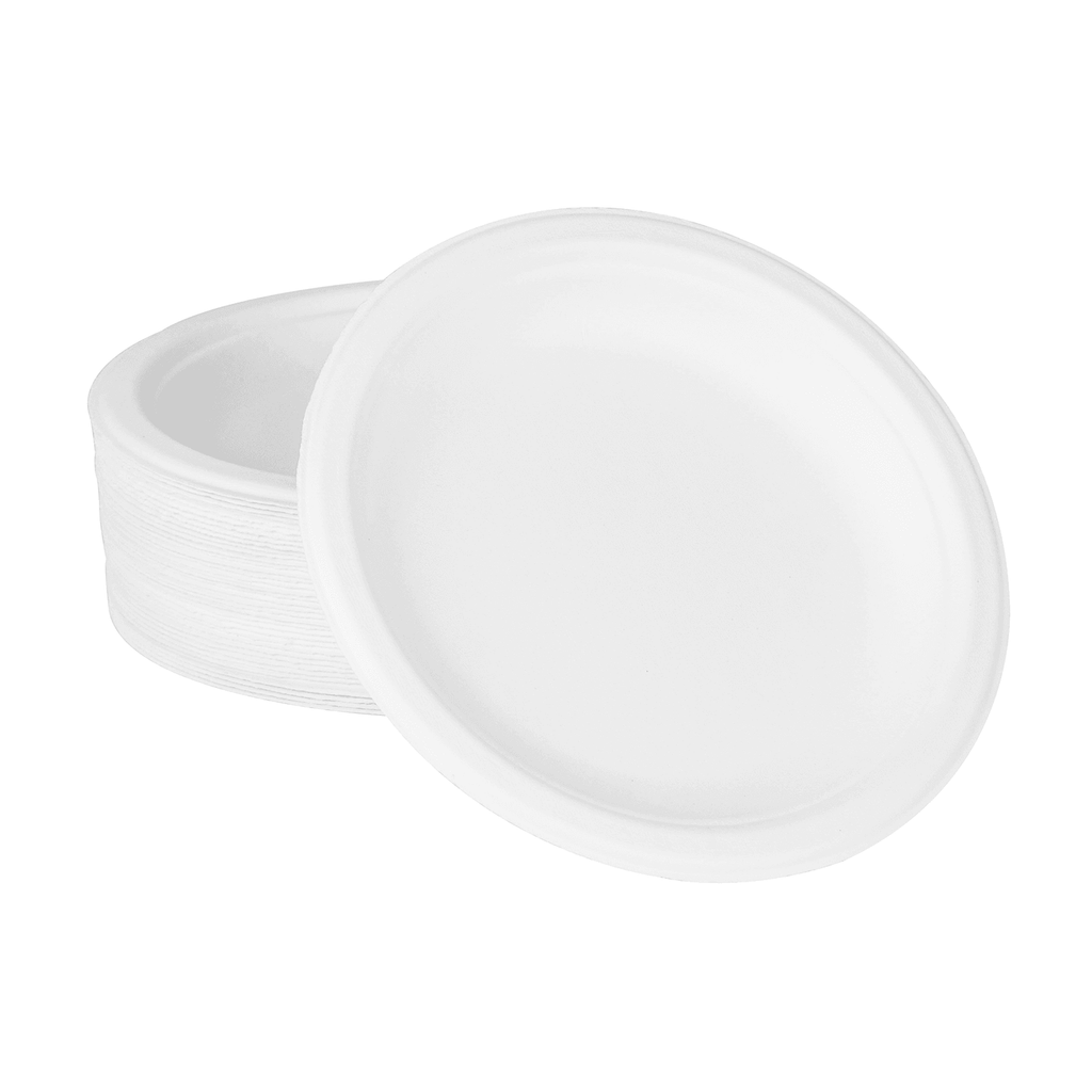 Karat Earth 6'' Molded Fiber Round Plates, PFAS Free, White - 1,000 pcs