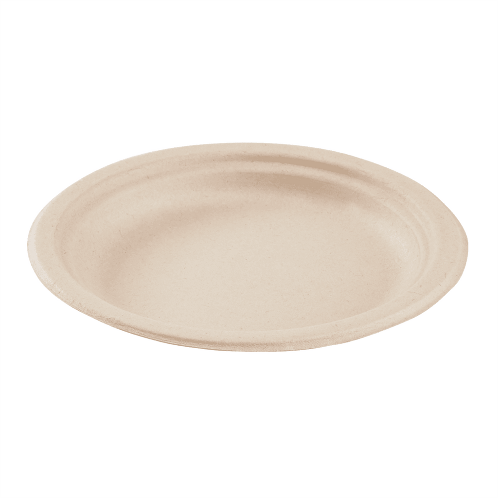 Karat Earth 6'' Molded Fiber Round Plates, PFAS Free, Natural - 1,000 pcs