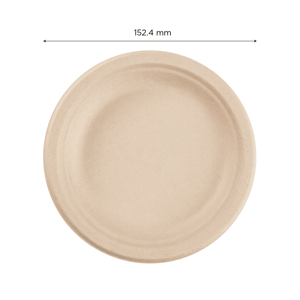 Karat Earth 6'' Molded Fiber Round Plates, PFAS Free, Natural - 1,000 pcs