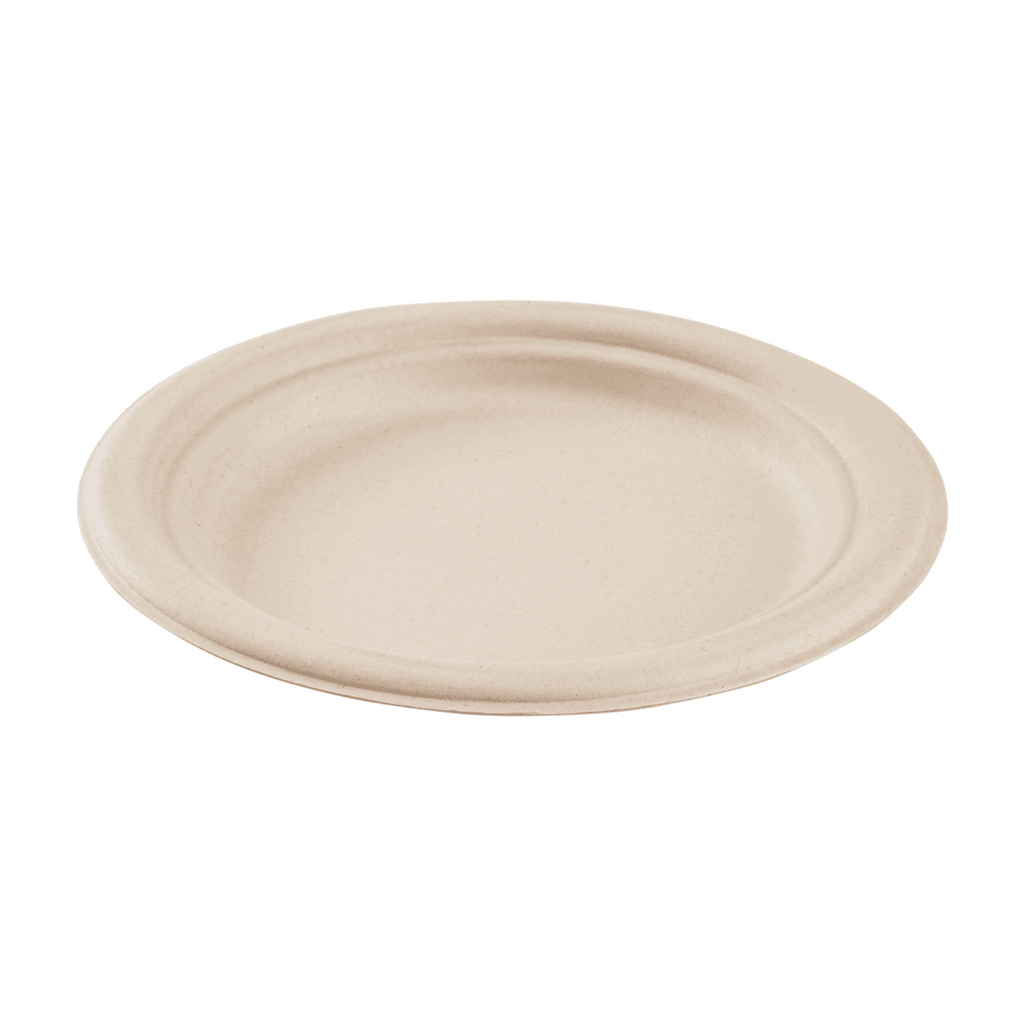 Karat Earth 7'' Molded Fiber Round Plates, PFAS Free, Natural - 1,000 pcs
