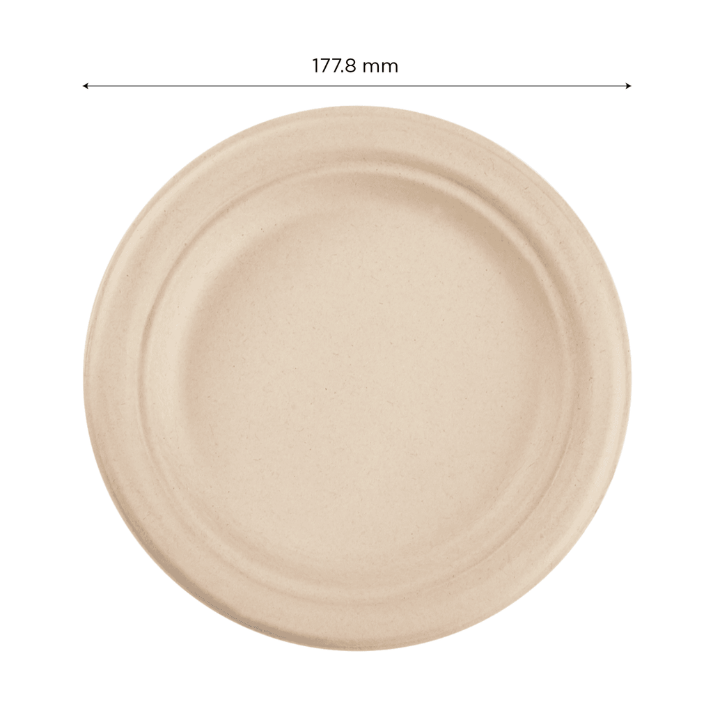 Karat Earth 7'' Molded Fiber Round Plates, PFAS Free, Natural - 1,000 pcs