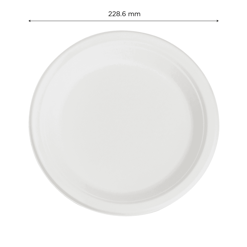 Karat Earth 9'' Molded Fiber Round Plates, PFAS Free, White - 500 pcs