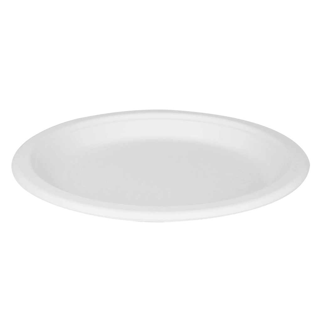Karat Earth 9'' Molded Fiber Round Plates, PFAS Free, White - 500 pcs