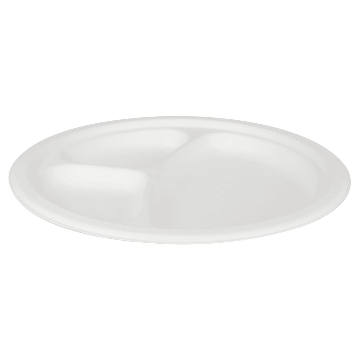 Karat Earth 3 Compartments, 9'' Molded Fiber Round Plates, PFAS Free, White - 500 pcs