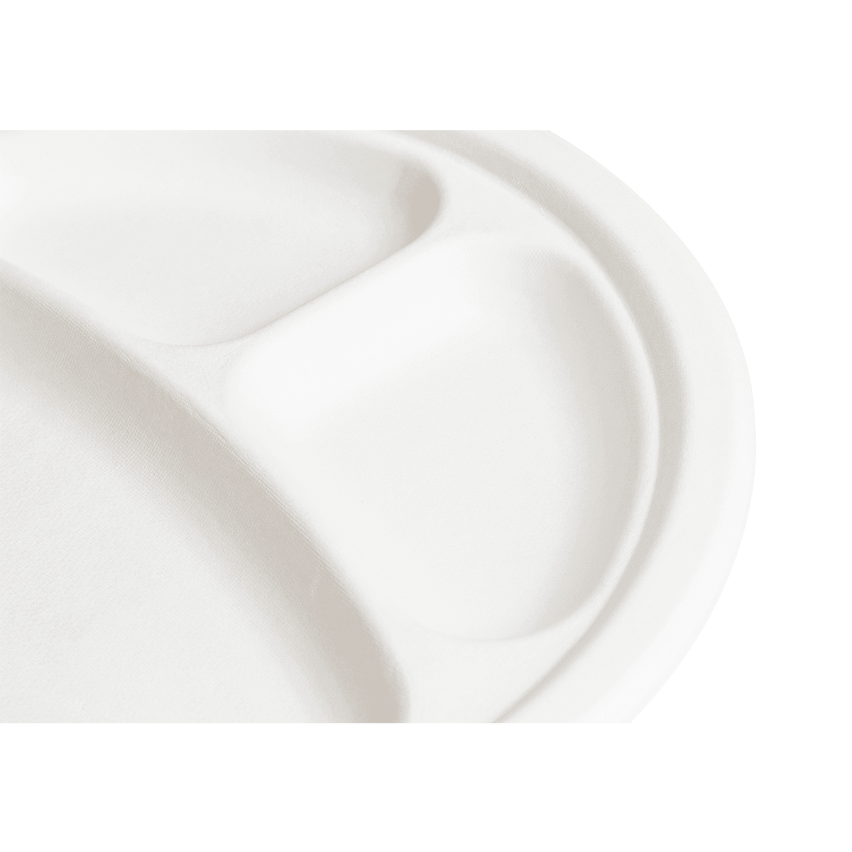 Karat Earth 3 Compartments, 9'' Molded Fiber Round Plates, PFAS Free, White - 500 pcs