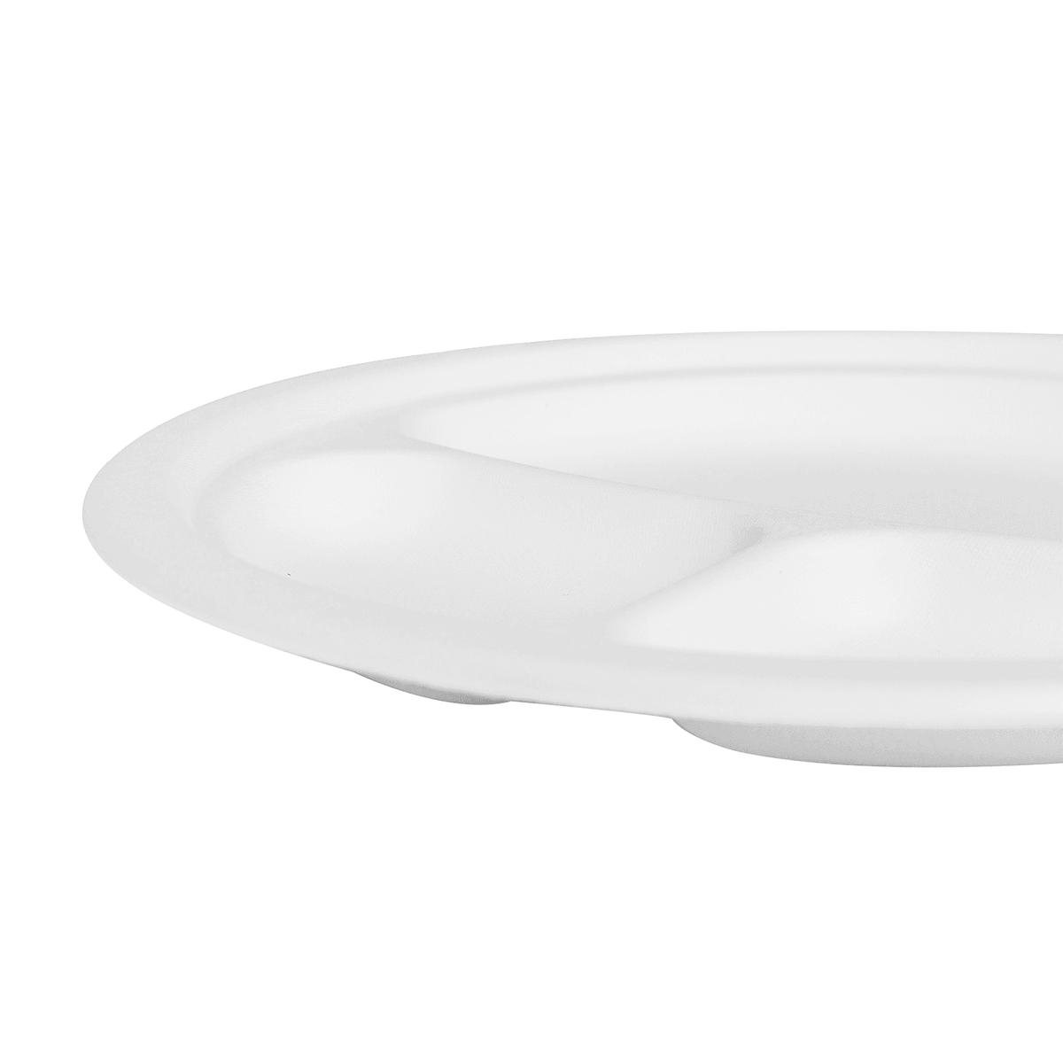 Karat Earth 3 Compartments, 9'' Molded Fiber Round Plates, PFAS Free, White - 500 pcs