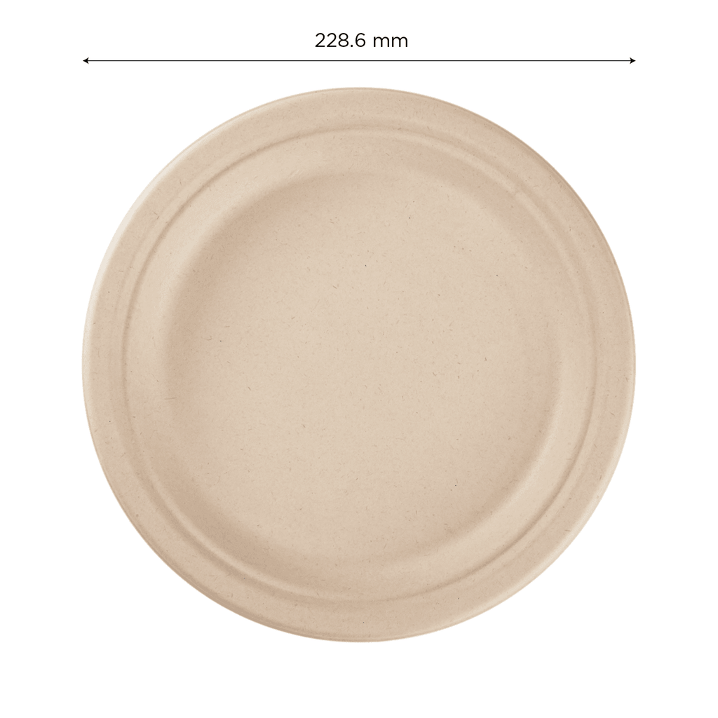 Karat Earth 9'' Molded Fiber Round Plates, PFAS Free, Natural - 500 pcs