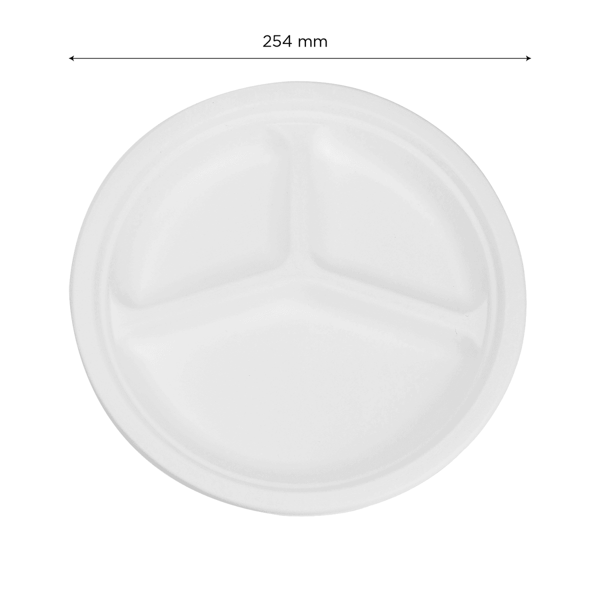 Karat Earth 3 Compartments, 10'' Molded Fiber Round Plates, PFAS Free, White - 500 pcs