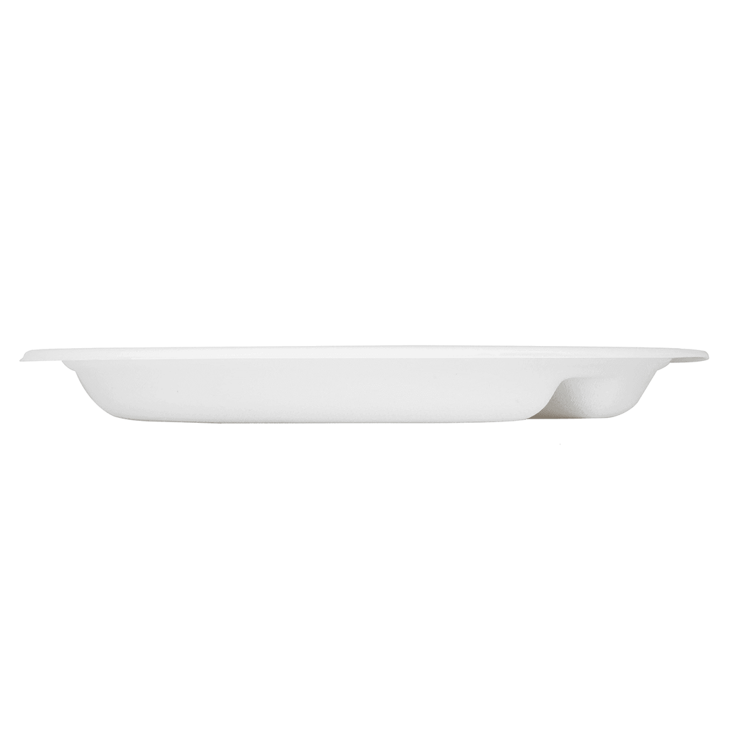 Karat Earth 3 Compartments, 10'' Molded Fiber Round Plates, PFAS Free, White - 500 pcs