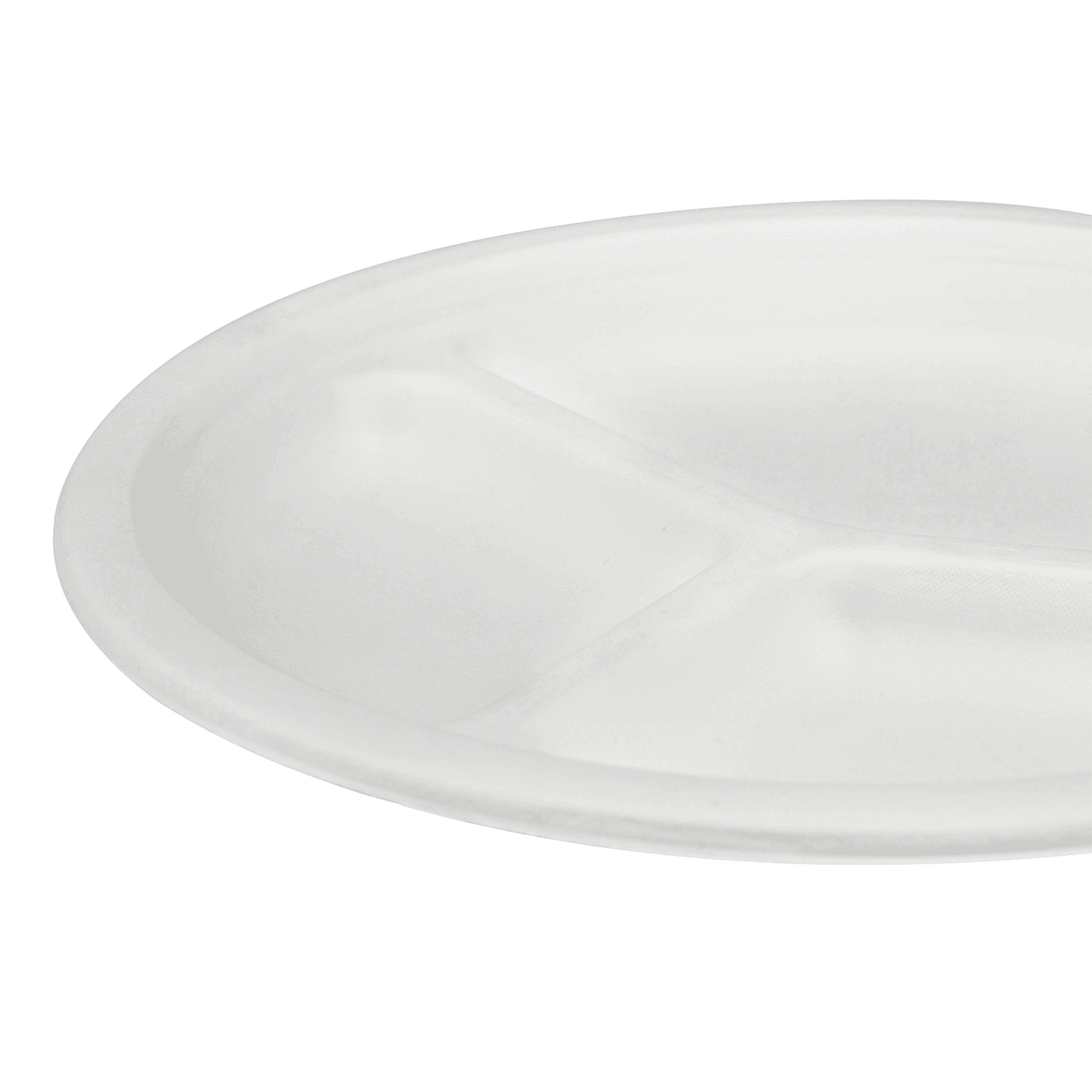Karat Earth 3 Compartments, 10'' Molded Fiber Round Plates, PFAS Free, White - 500 pcs