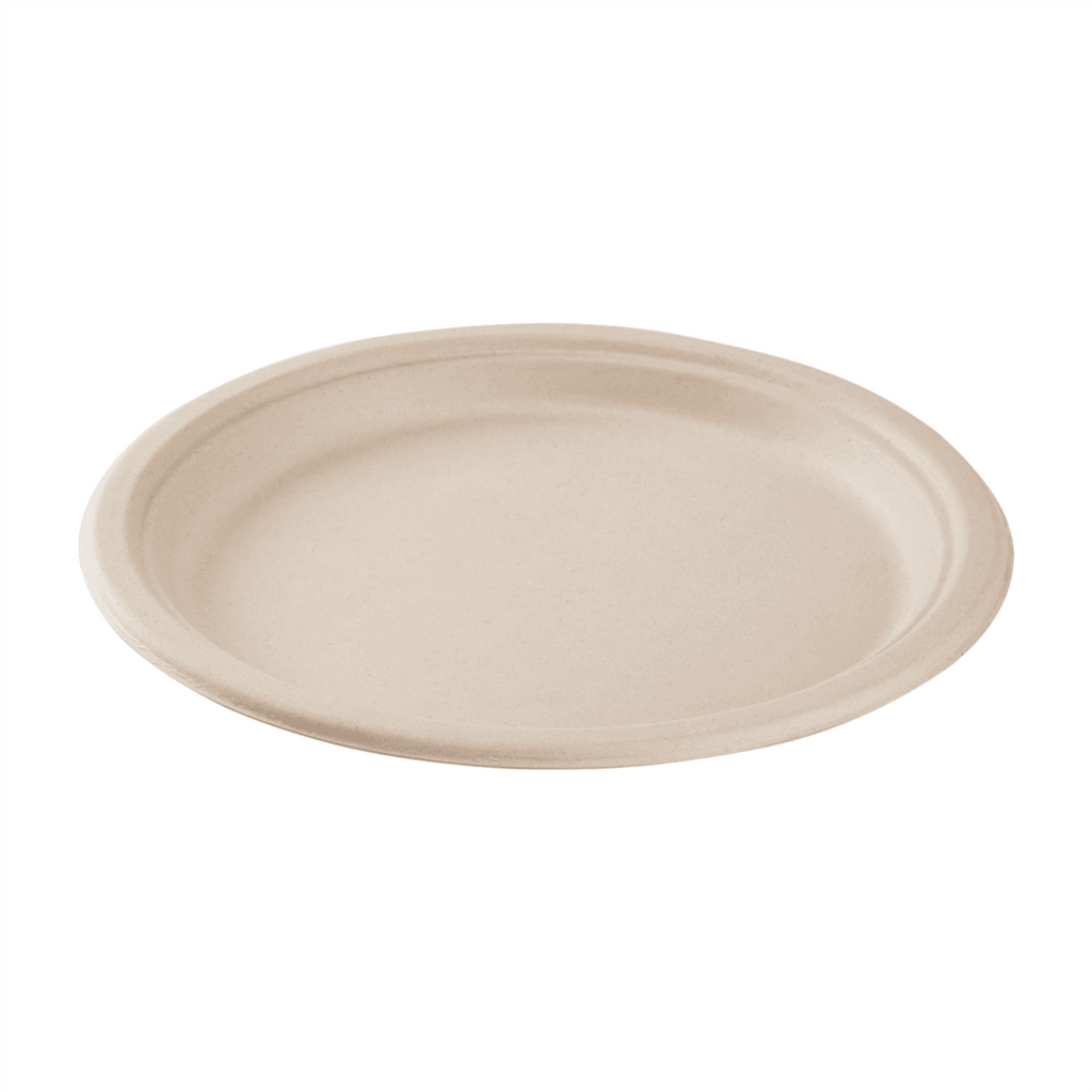 Karat Earth 10'' Molded Fiber Round Plates, PFAS Free, Natural - 500 pcs