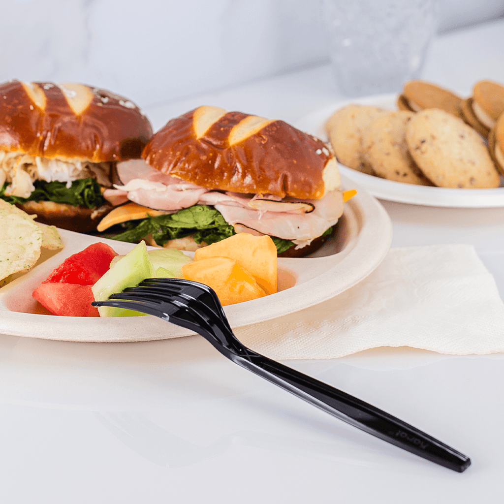 Karat Earth 3 Compartments, 10'' Molded Fiber Round Plates, PFAS Free, Natural - 500 pcs