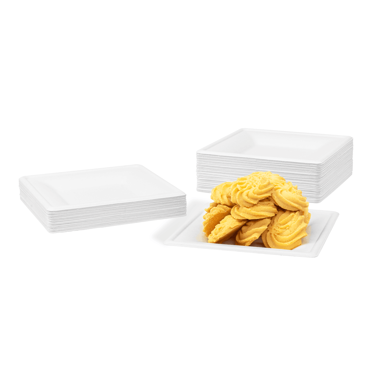 Karat Earth 6”x 6” Molded Fiber  Square Plates, PFAS Free, White - 500 pcs