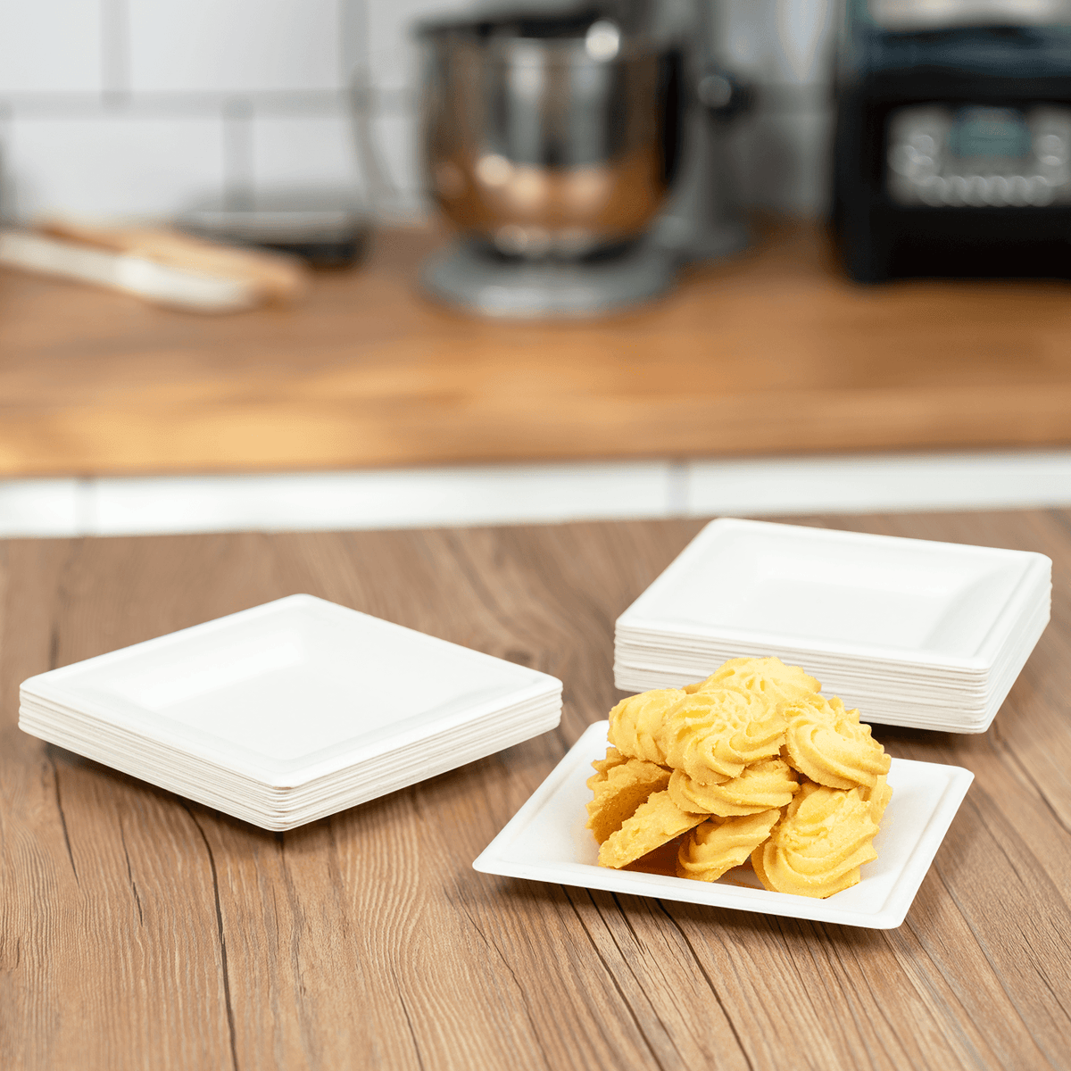 Karat Earth 6”x 6” Molded Fiber  Square Plates, PFAS Free, White - 500 pcs