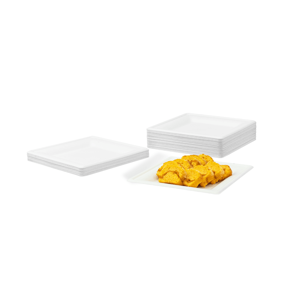 Karat Earth 8”x 8” Molded Fiber Square Plates, PFAS Free, White - 500 pcs
