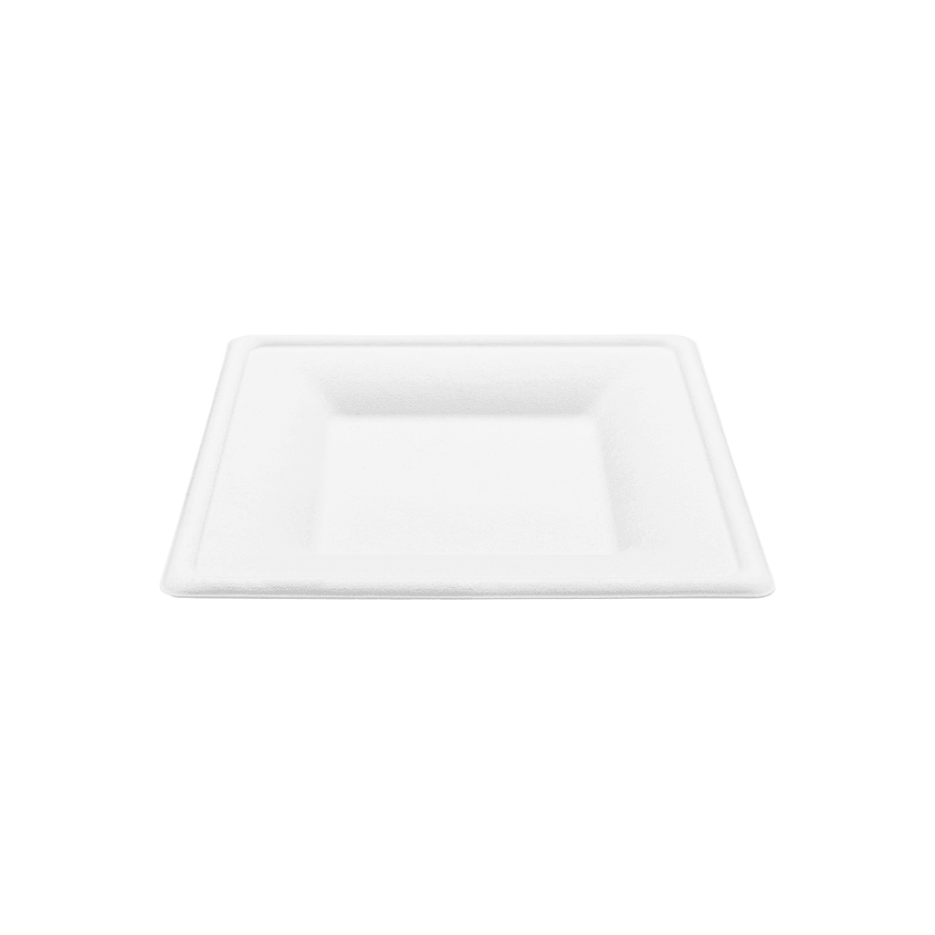Karat Earth 8”x 8” Molded Fiber Square Plates, PFAS Free, White - 500 pcs