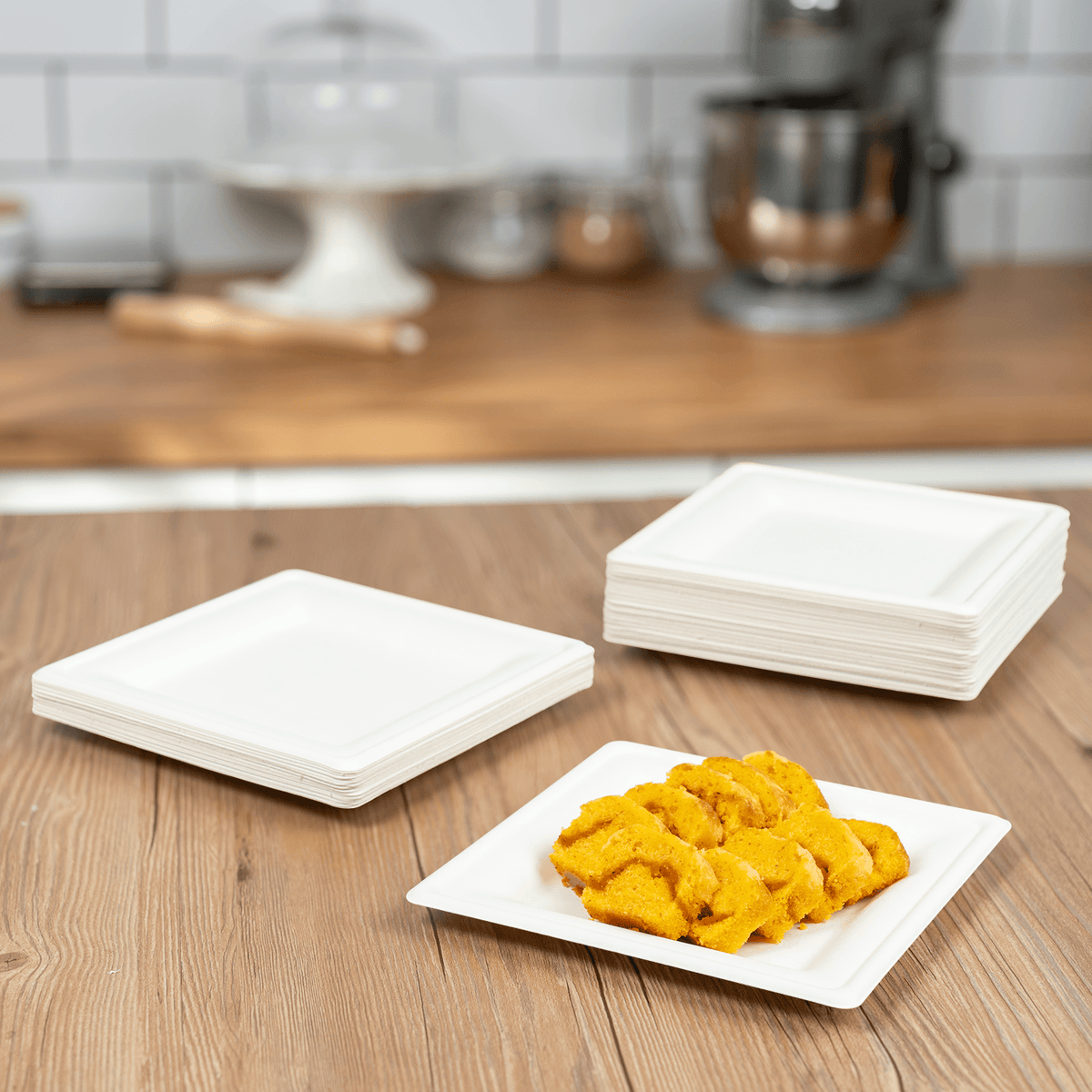 Karat Earth 8”x 8” Molded Fiber Square Plates, PFAS Free, White - 500 pcs