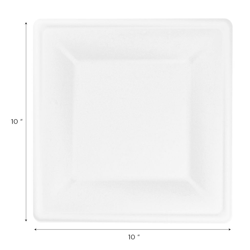 Karat Earth 10”x 10” Molded Fiber Square Plates, PFAS Free, White - 500 pcs