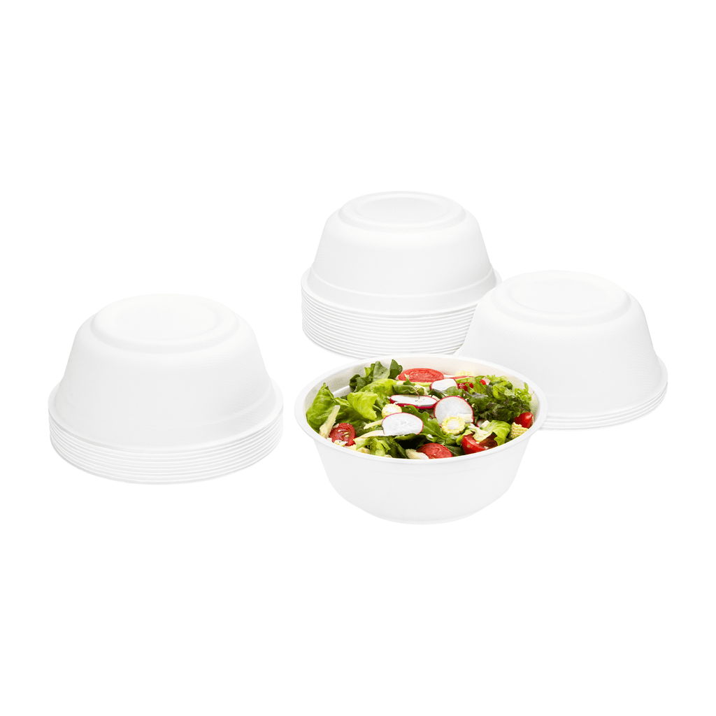 Karat Earth 32oz Compostable Bagasse Rice Bowls, White - 500 pcs