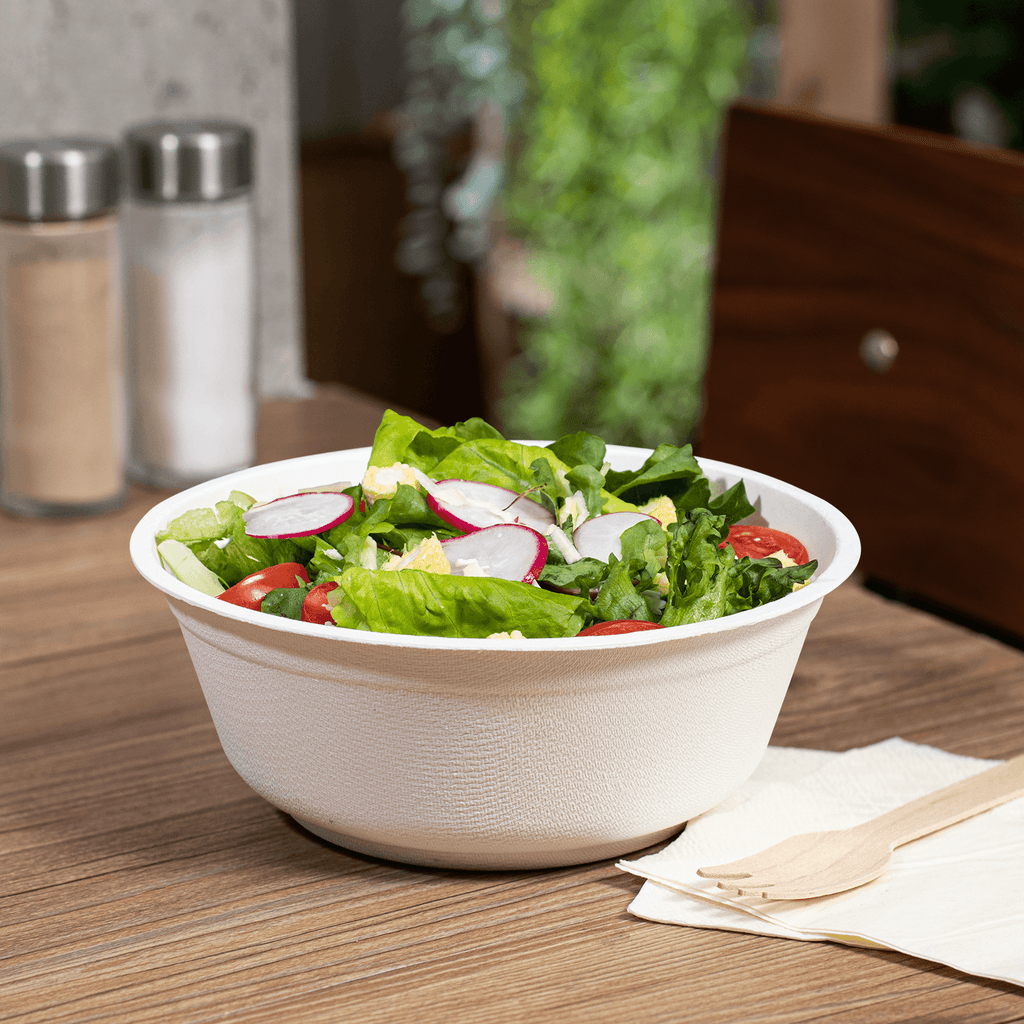 Karat Earth 32oz Compostable Bagasse Rice Bowls, White - 500 pcs