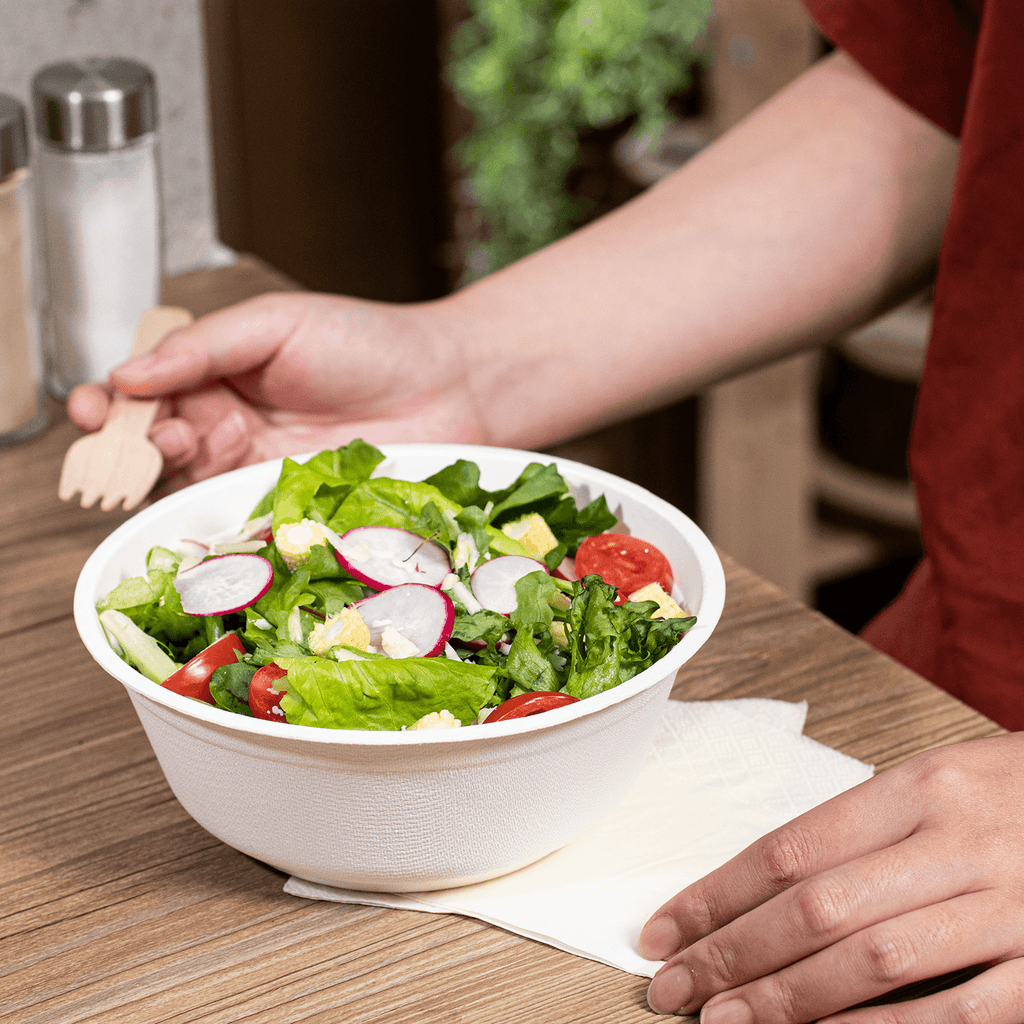 Karat Earth 32oz Compostable Bagasse Rice Bowls, White - 500 pcs
