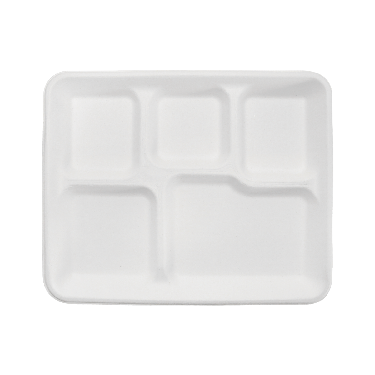 Karat Earth 5 Compartments, 10" Molded Fiber Trays, PFAS Free, White - 100 pcs