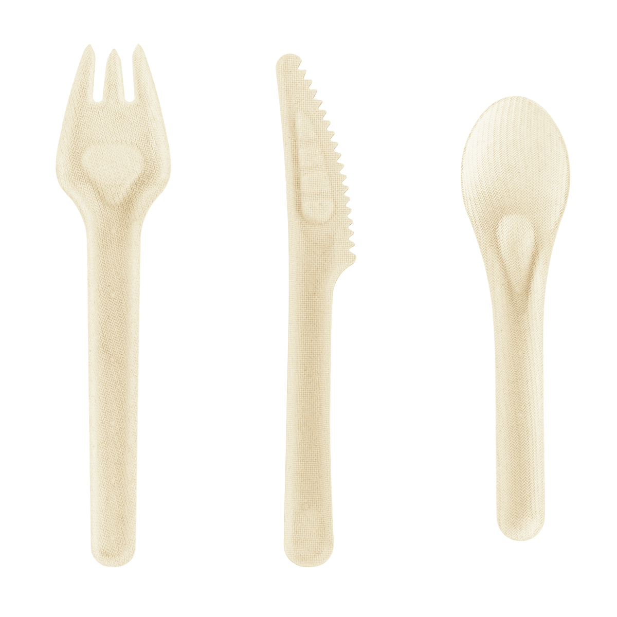 Karat Earth PFAS Free Bagasse Cutlery Kits (Knife, Fork, Soup Spoon, 2-ply Napkin), Paper Wrapped - 250 sets