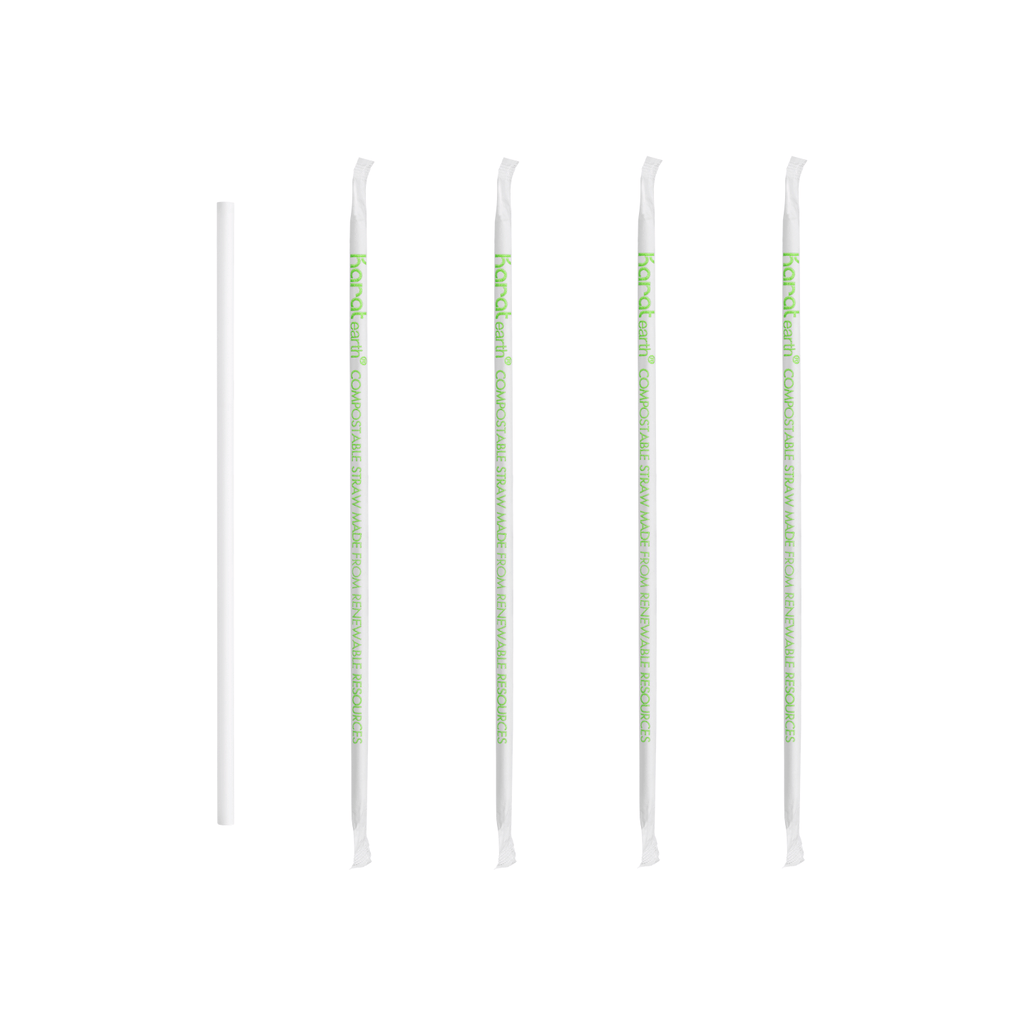 Karat Earth 7.75" PLA Jumbo Paper Wrapped Straw (5mm), White - 2,000 pcs