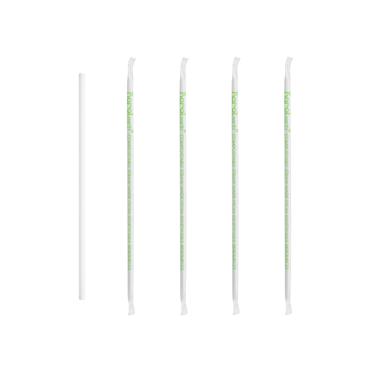 Karat Earth 7.75" PLA Jumbo Paper Wrapped Straw (5mm), White - 2,000 pcs