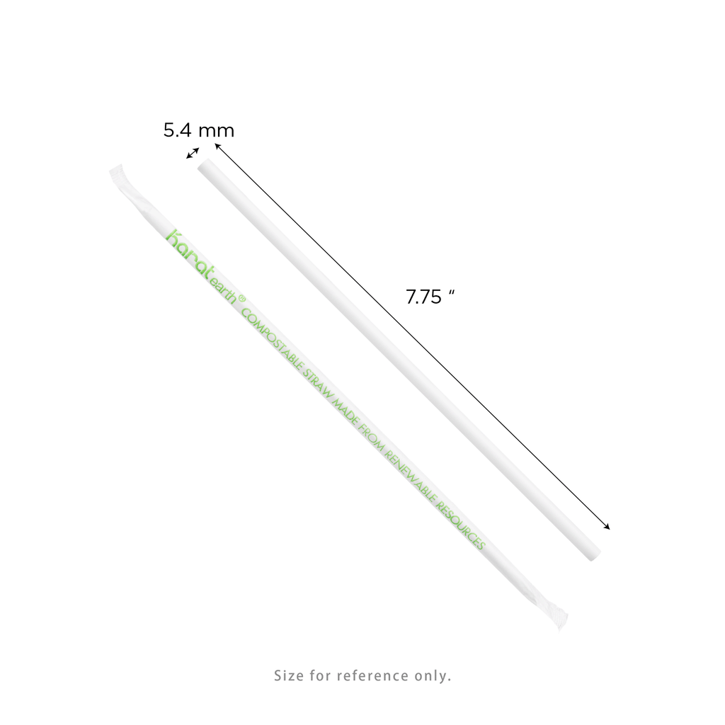 Karat Earth 7.75" PLA Jumbo Paper Wrapped Straw (5mm), White - 2,000 pcs