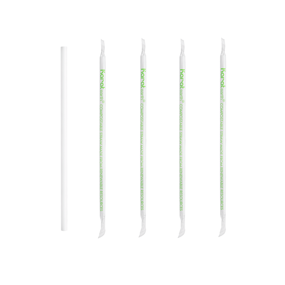 Karat Earth 8.75" PLA Giant Paper Wrapped Straw (8mm), Wihte - 2,500 pcs